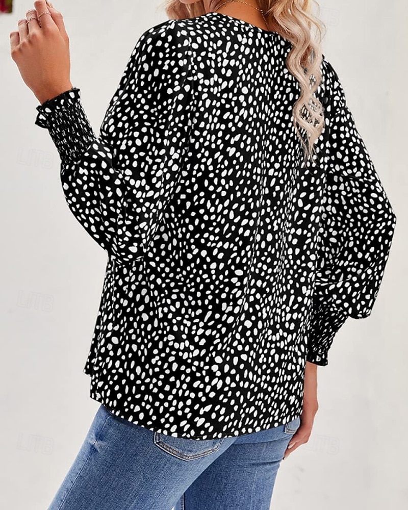 Per donna Maglietta Stampato Floreale Casual Manica Lunga Scollo a V Top Regolari Quotidiano Uscire Weekend Nero Rosa Vino Blu marino Verde Primavera Autunno del 2026 a $26.99 –P12