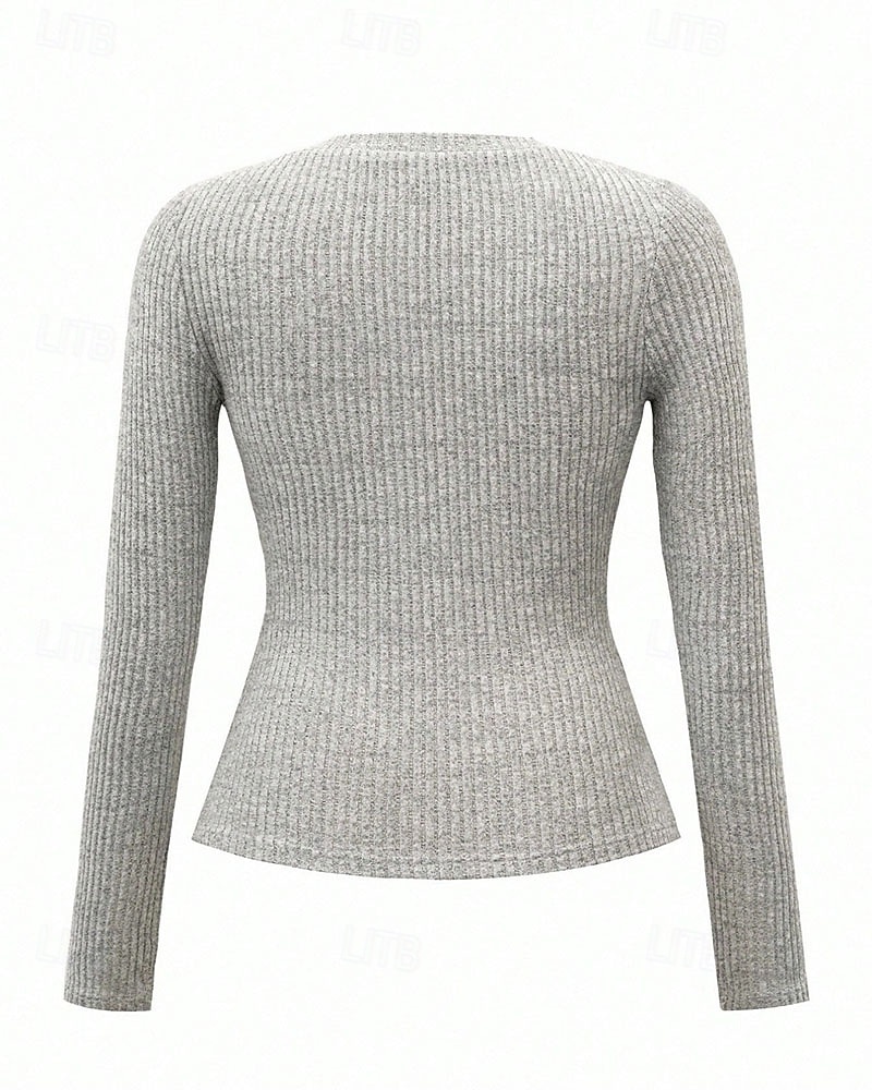 Per donna Blusa Pizzo Patchwork Bottoni Tinta unica Elegante Moda Sexy Manica Lunga Scollo a V Top Regolari Quotidiano Uscire Weekend Nero Grigio chiaro Autunno del 2026 a $25.99 –P6