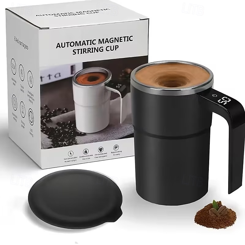 Elektrisk kaffekrus med LED-temperaturdisplay - betjening med ett trykk, 304 rustfritt stål, egnet for blanding av kaffe, melk, te og blandede drikker, ideell for kontor, hjem &utendørs reisebruk 2026 - $20.99 –P1