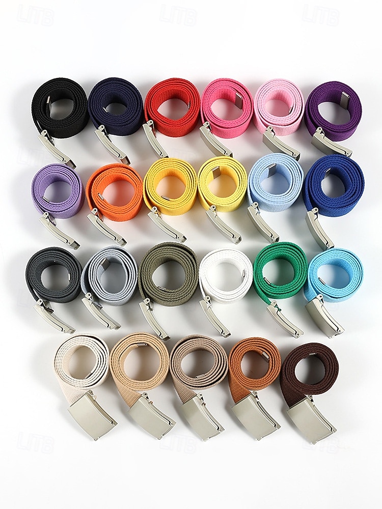 Cintura da uomo in tela, tessuto multicolore con fibbia argentata elegante, perfetta per il giorno di San Patrizio, il carnevale e l'uso quotidiano, regolabile ed elegante del 2026 a $9.99 –P5