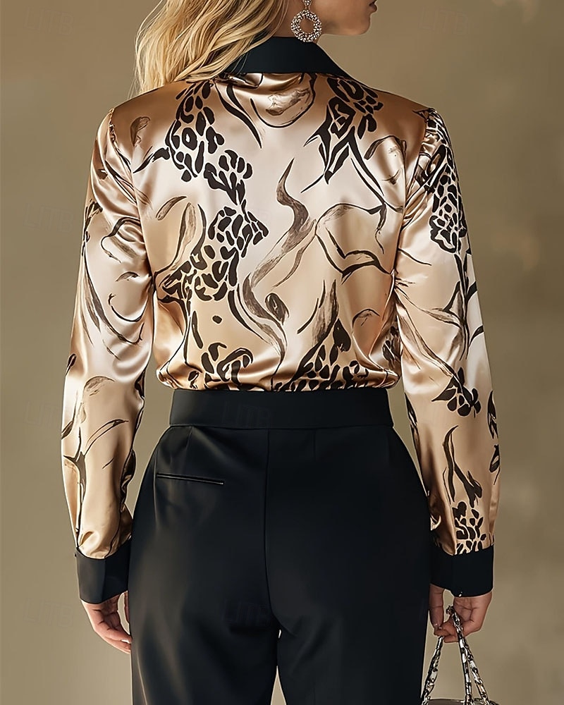 Pentru femei Cămașă Elegant Top din satin Bluză Zdrobit Peteci Nasturi Grafic Simplu Elegant Epocă Zilnic Manșon Lung Guler Cămașă Topuri obișnuite Zilnic Muncă Concediu Kaki Gri Primăvară Toamnă 2026 - $31.99 –P2