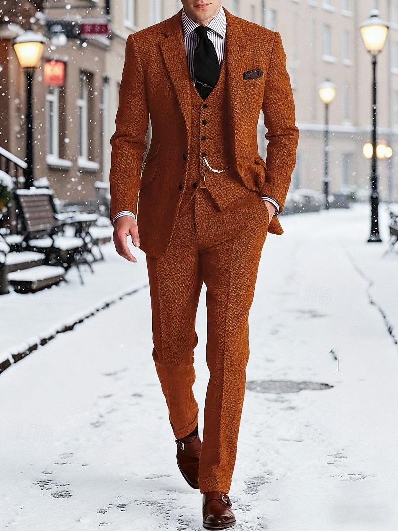 Per uomo Blazer+Gilet+Pantaloni eleganti Blazer Affari Lavoro Matrimonio Moda Streetwear Autunno Inverno Tergal Tinta unica 3 pezzi Monopetto Giacca Nero Champagne Rosa Borgogna del 2026 a $119.99 –P5