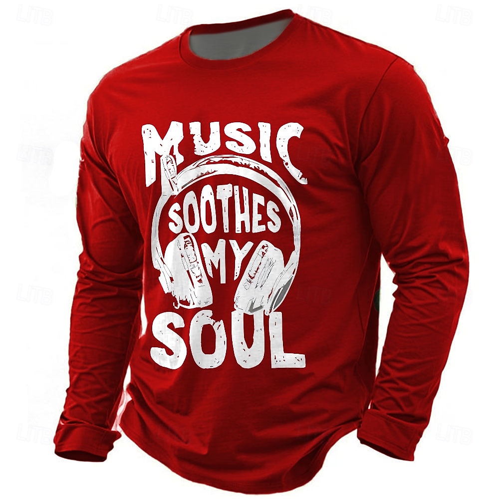 Herren Musik T Shirt Langarm T-Shirt 3D-Druck Rundhalsausschnitt Hemd Täglich Lässig Täglich Reise Party Blau Schwarz Rote Sommer Frühling Herbst Bekleidung S M L XL XXL XXXL 2026 - $23.99 –P2