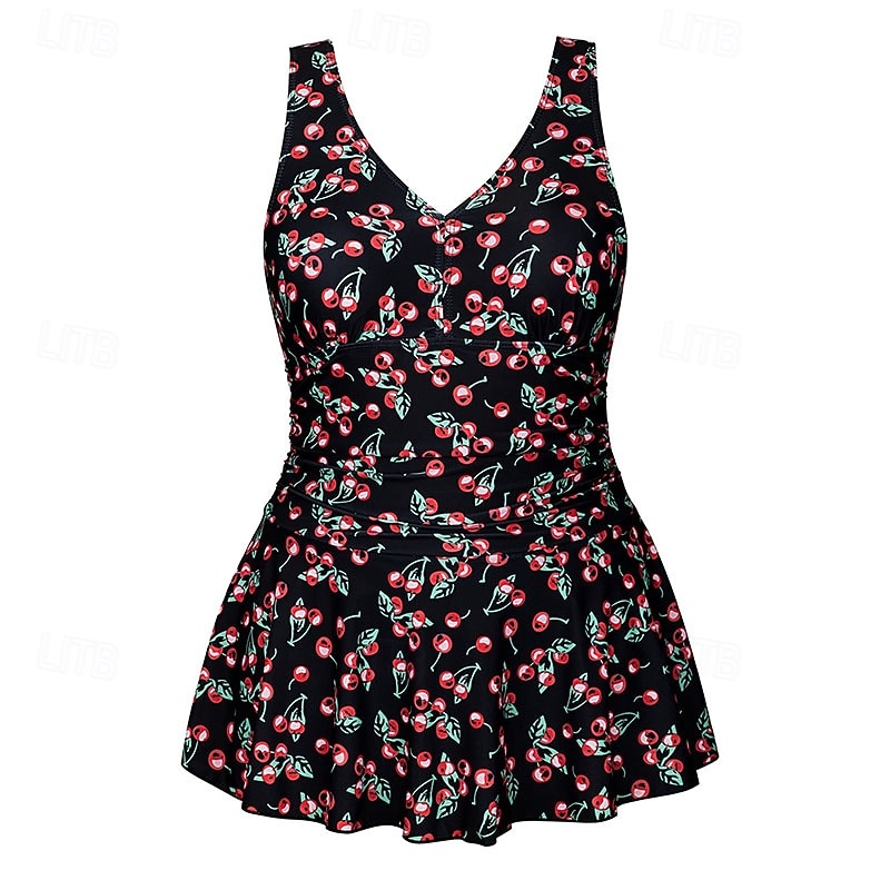 Жен. Купальник с цветочным принтом Платья-купальник Один Пис С принтом Ультралегкий (UL) Утягивание живота Эластичный Без рукавов Купальники Серфинг Для погружения с трубкой Лето 2026 - $25.99 –P9