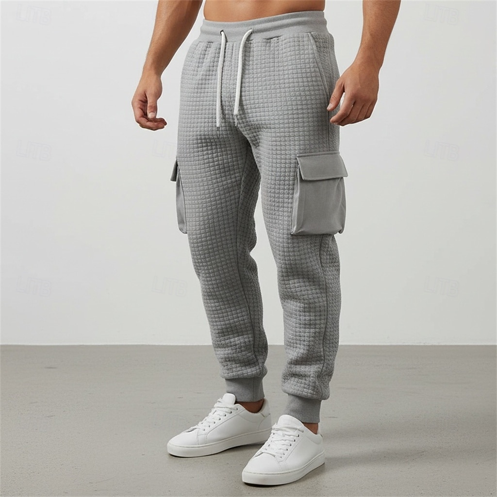 Per uomo Nido d'ape Pantaloni Cargo Joggers Pantaloni Pantaloni casual Multi-tasche Polsino elastico Semplice Comodità Lunghezza intera Casuale Quotidiano All'aperto Vacanza Moda Nero Bianco del 2026 a $22.99 –P3