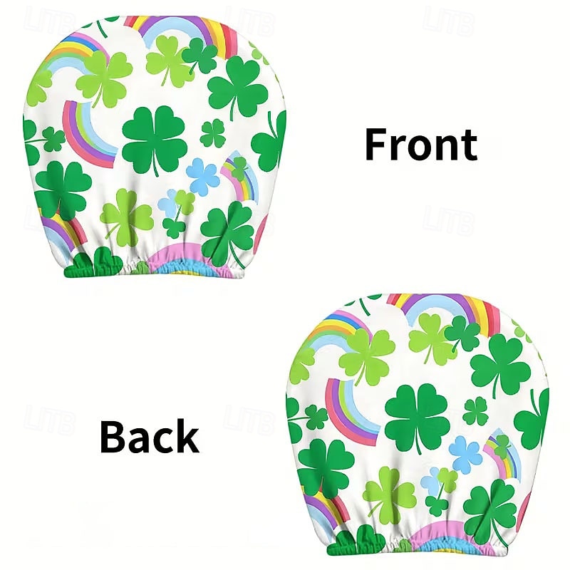 2 capas de encosto de cabeça para carro com trevo verde | compatíveis com todos os veículos, pretas &Adesivo para carro com estampa de trevo verde, design plano 2D, poliéster, fácil instalação - de 2026 por $7.99 –P28