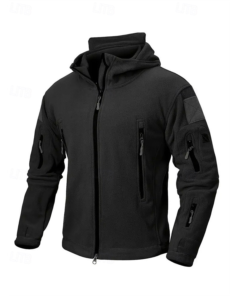 Miesten Fleecetakki Sotilaallinen takki Taktinen takki Päivittäin Loma Pidä lämpimänä Tasku Fleece Syystalvi Tavallinen Muoti Katutyyli Hupullinen Normaali Musta Khaki Armeijan vihreä Harmaa Jackets 2026 - $34.99 –P12