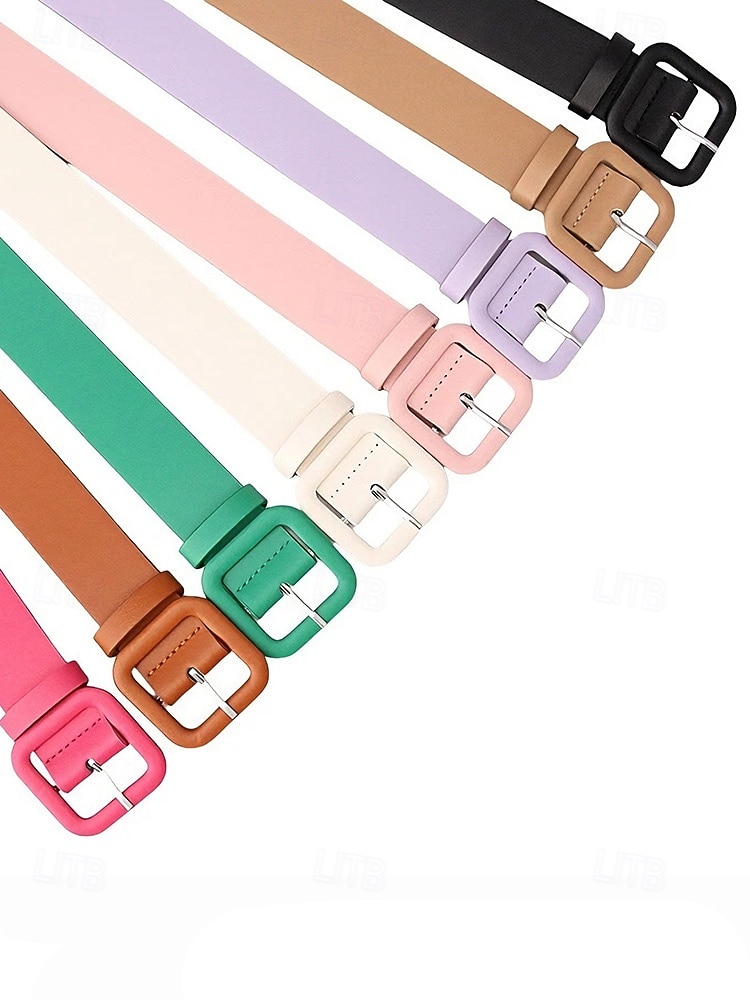 Cinto feminino em couro sintético, diversas cores, ajuste regulável, perfeito para o Dia de São Patrício e para o dia a dia, acessório estiloso e versátil. de 2026 por $9.99 –P7
