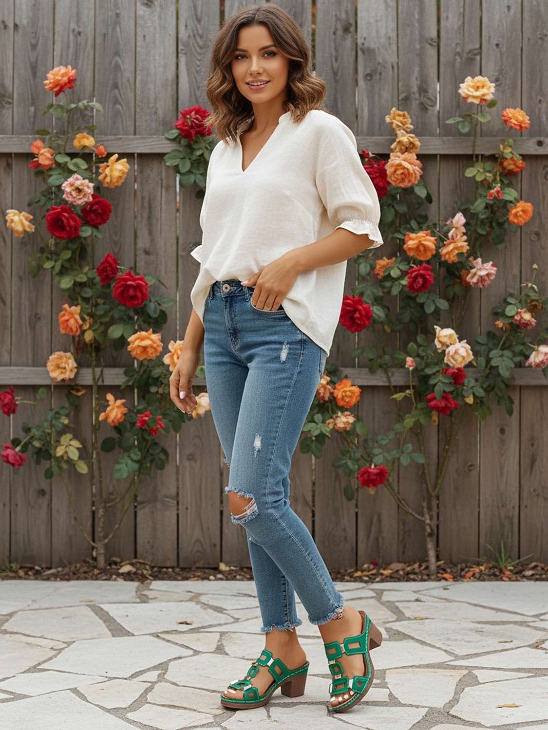 Női zöld blokk sarkú, hétköznapi szandál, tartást adó, párnázott talpbetéttel, stabil középsarkú kialakítással mindennapi viseletre, városi sétákra, utazásra és társasági eseményekre. 2026 - $26.99 –P6