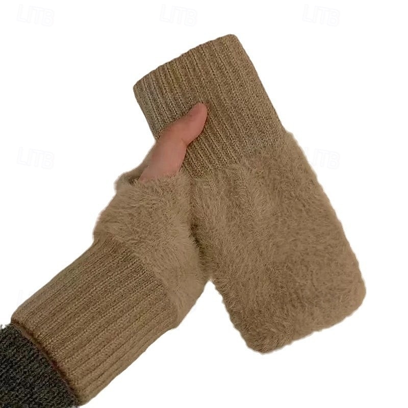 Autumn Winter Warm Mink Velvet Fingerless Gloves Solid Color Half Finger Gloves for Office Work Writing Daily Wear Cozy Touchscreen Gloves for Men and Women 2026 - $6.49 –P5
