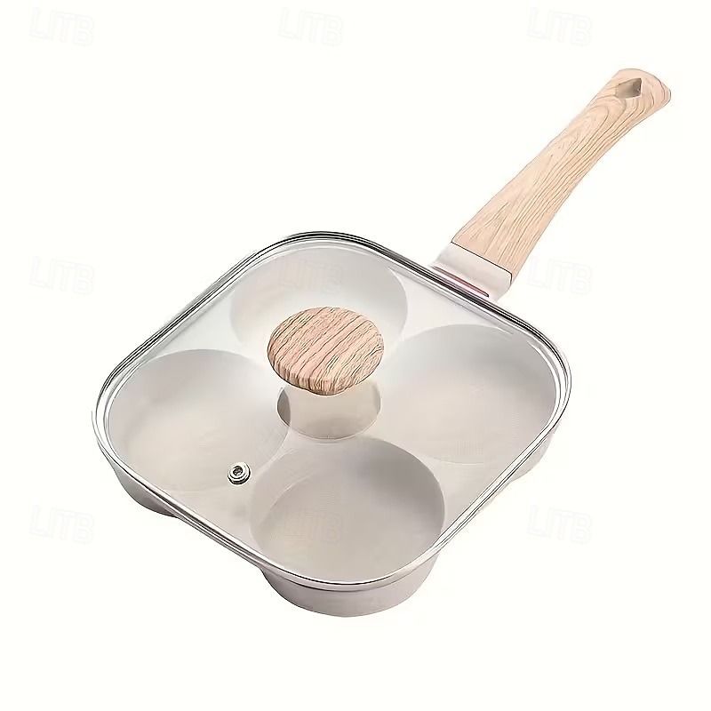 Tigaie antiaderentă pentru ouă cu 4 cavități, tigaie din aluminiu anodizat dur cu mâner din oțel inoxidabil, compatibilă cu aragazul cu inducție și gaz, tigaie multifuncțională cu fund plat pentru 2026 - $39.99 –P18