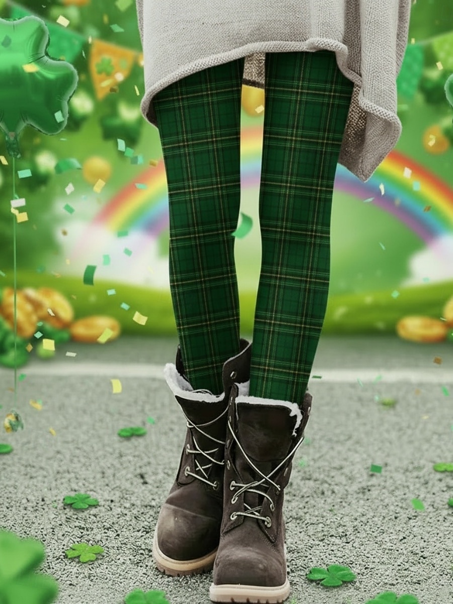 Dámské Legíny Pohodlné legíny prázdniny Na běžné nošení Plná délka Vysoký pasPantsDen svatého Patrika Grafika Pléd Potisk Pohodlné Elastické Ležérní Denní Dovolená Tmavě zelená Trávová zelená Armádn 2026 - $18.99 –P6