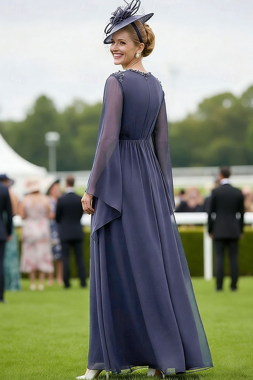 long sleeve derby dresses A-Line Ankle Length Tea Length Cocktail Dress Wedding Guest Dress Cocktail Dresses Elegant Vintage Long Sleeve Crew Neck Formal Kentucky Derby Lace Tulle with Embroidery Appliques 2026