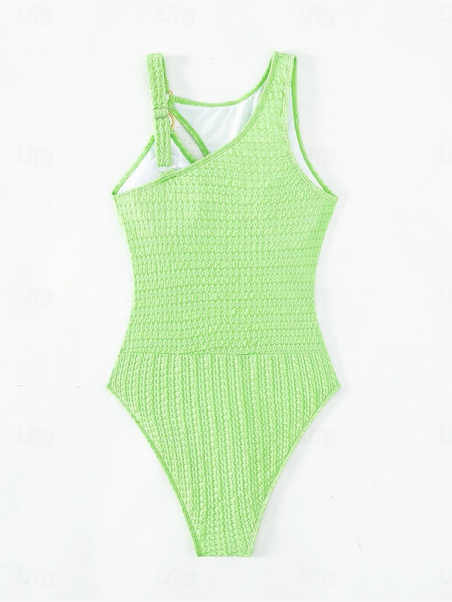 Dámské jednodílné plavky zeštíhlující sexy výřez jedno rameno monokini břišní kontrola vysoký pas slim bez zadního dílu na dovolenou na pláž jednobarevné kulaté krk bez rukávů 2026 - $24.99 –P11