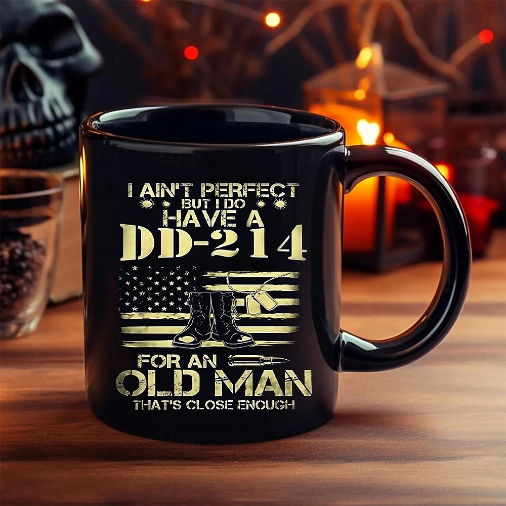 dd-214 veterangavekrus - jeg er ikke perfekt, men jeg har en dd-214 til en gammel mann som er nær nok det amerikanske flagget &design av militærstøvler 2026 - $15.99 –P7