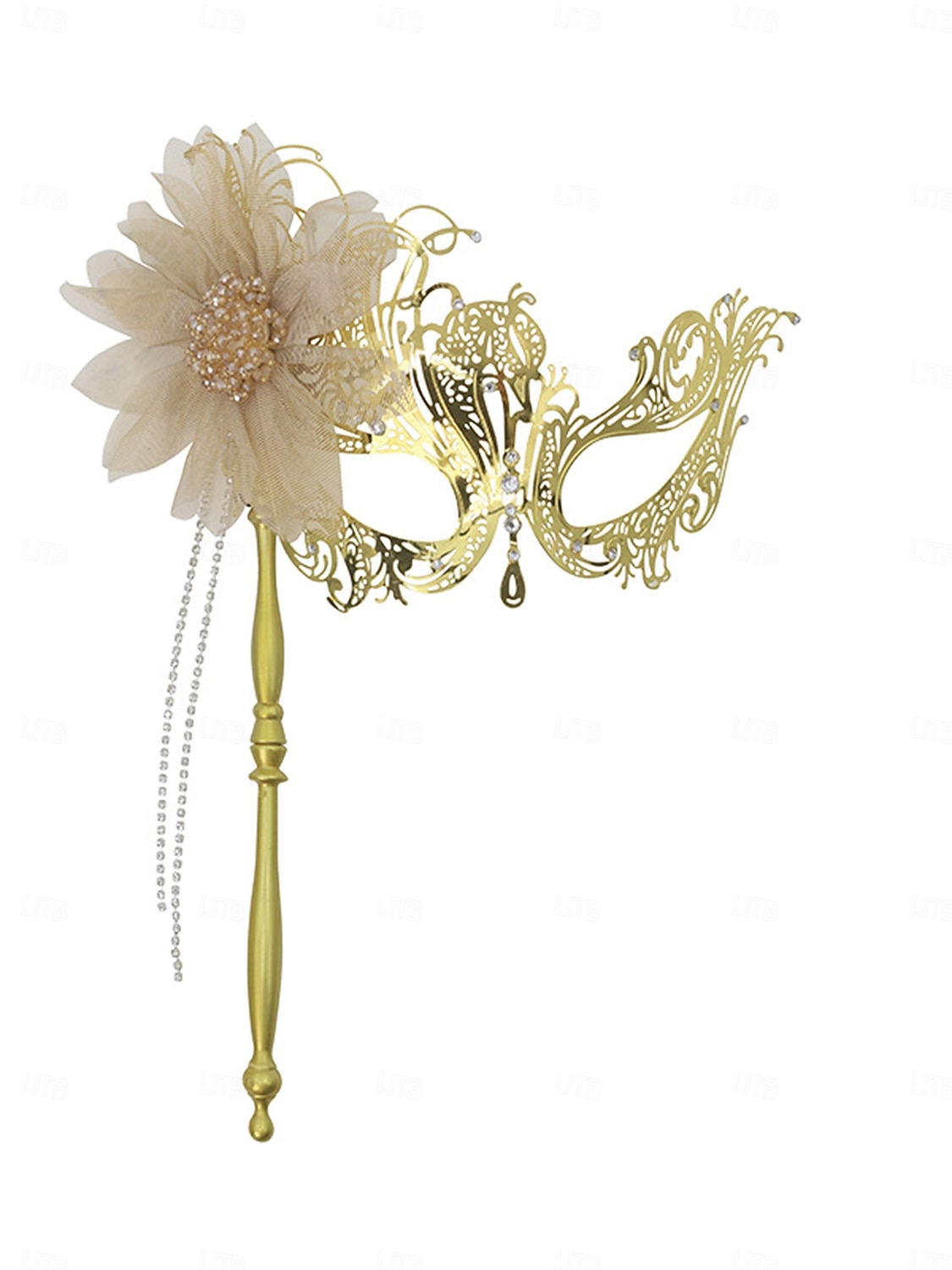 Złota maska do balu maskowego weneckiego z filigranem i ozdobnym kwiatem – elegancki dodatek do kostiumu weneckiego na imprezy i bale 2026 - $24.99 –P2