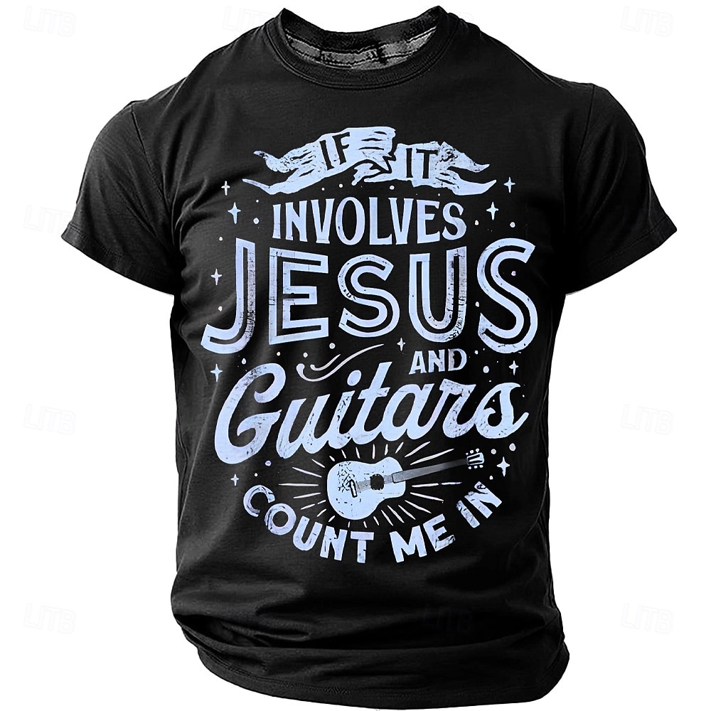 Bible If It Involves Jesus And Guitars Count Me In T Shirt Christian Guitarist Gift Worship Leader Music Lover Faith Graphic Grey Tee Men Clothing Apparel 2026 - $21.99 –P2