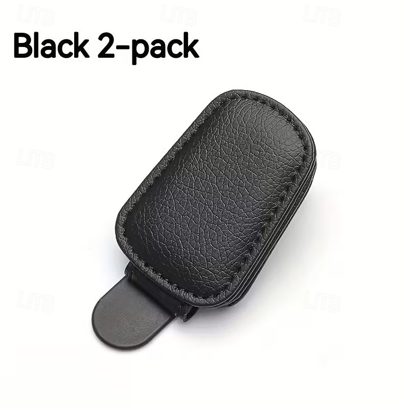 2 st magnetiska solskyddsglasögonhållare i PU-läder med kortplats - enhandsmanövrering, lämplig för förarsidans interiörtillbehör, grå &svart enkelt snäppfäste med ett klick 2026 - $15.99 –P8