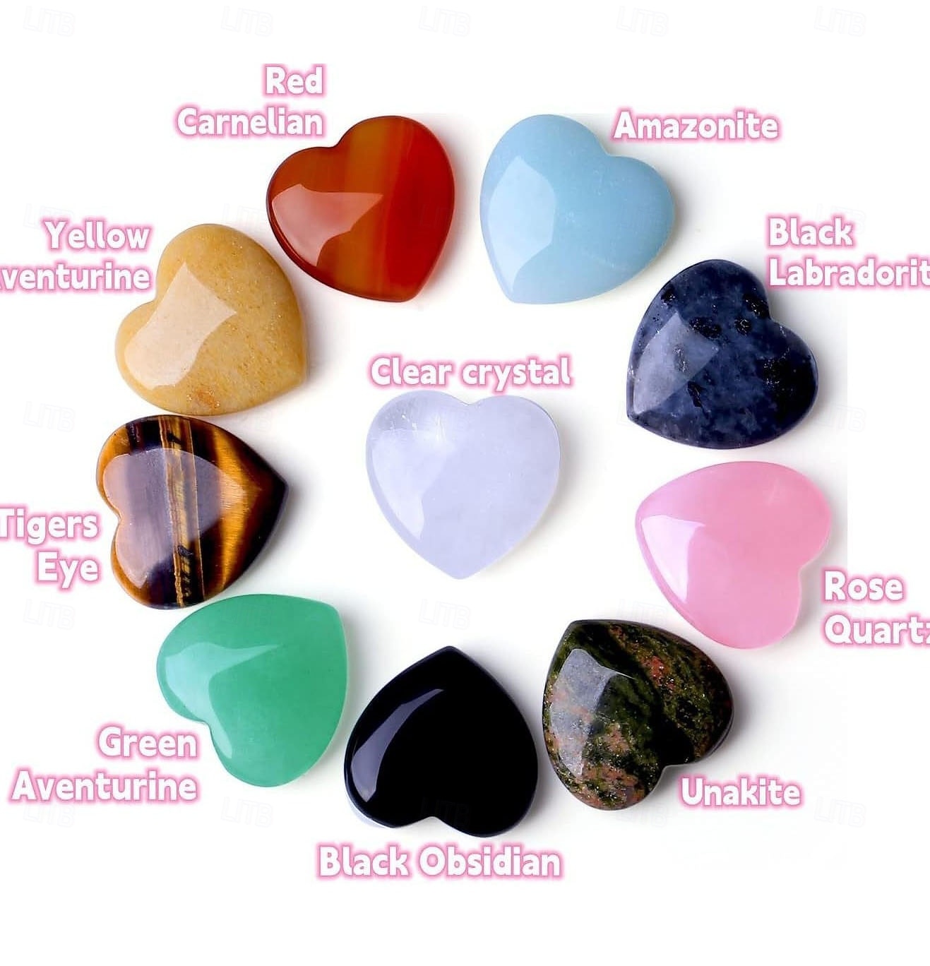 Lot de 30 pierres de cristal naturelles polies en forme de cœur | Pierre précieuse en cristal de guérison en forme de paume | Assortiment de quartz rose et d'améthyste en vrac, idéal pour le yoga, la de 2026 ? $27.99 –P8