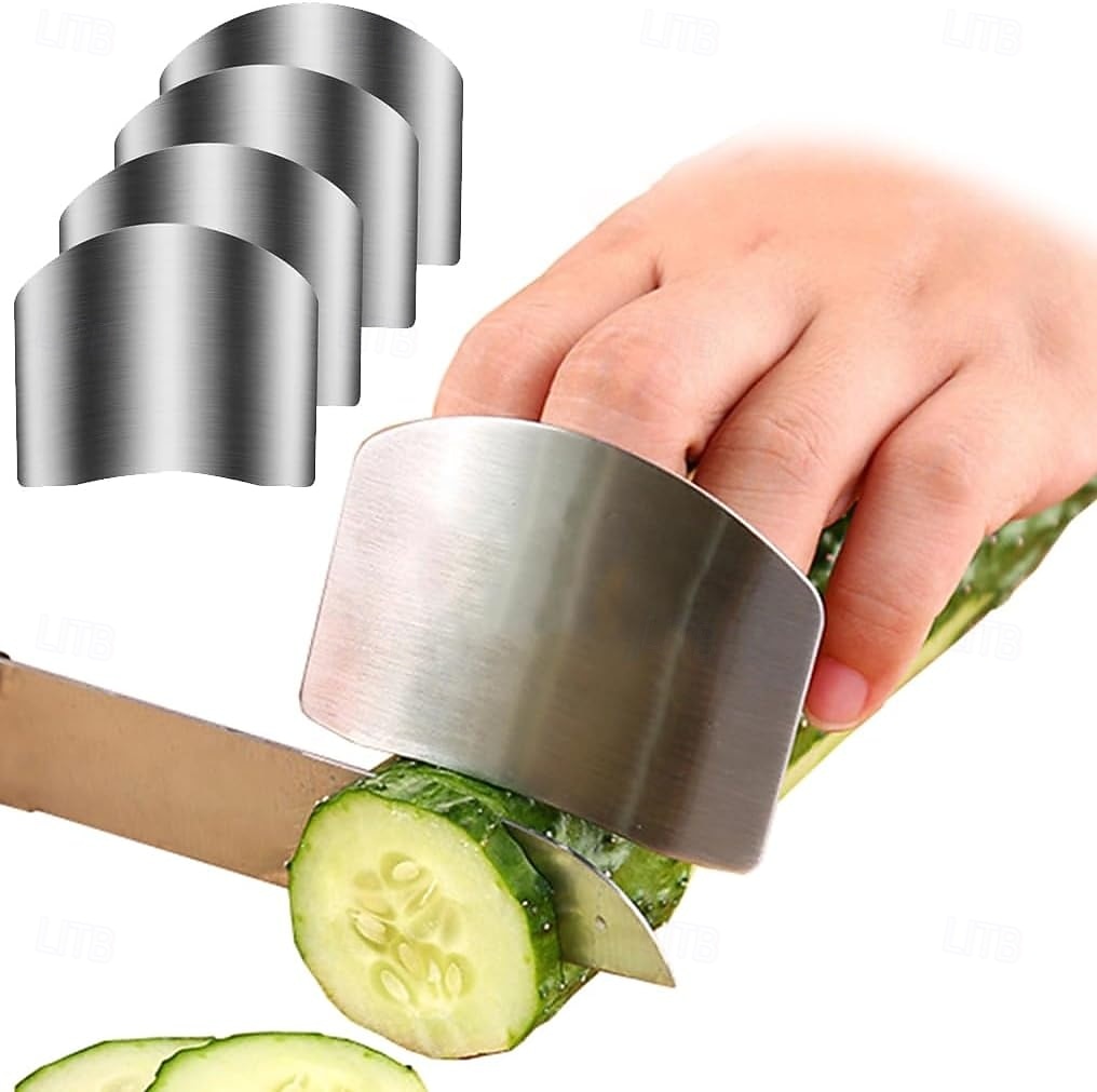 أربع قطع من واقيات الأصابع للتقطيع، أدوات مطبخ، واقيات أصابع من الفولاذ المقاوم للصدأ، واقيات أصابع لتقطيع الطعام، واقيات أصابع، واقي أصابع، تجنب الإصابة أثناء التقطيع والفرم 2026 - $12.99 –P1