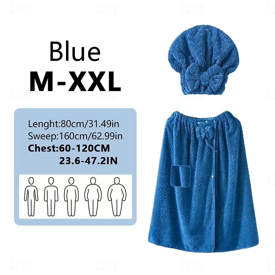 Conjunto de saia de banho plus size ajustável e touca de secagem rápida, roupa de banho confortável e prática, perfeita para depois do banho, à beira da piscina e no chuveiro, secagem rápida e ajuste regulável. de 2026 por $35.99 –P8