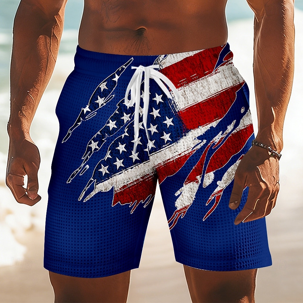 Homens Bandeira dos EUA Patriótico 250º aniversário dos Estados Unidos Calções Waffle Shorts de moletom Shorts casuais Cintura Média Moda Casual Férias Corrida Dar certo Cintura elástica com cordão de 2026 por $22.99 –P3