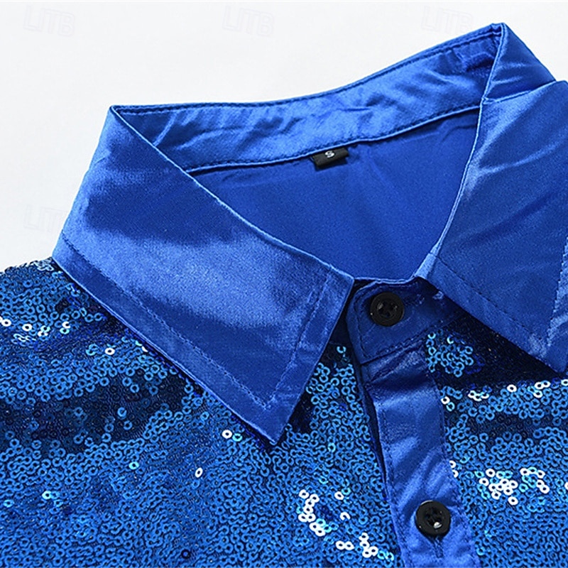 Herr Skjorta Sommarskjorta Casual skjorta Strandskjorta Knapp upp skjorta Blå Purpur Långärmad Ensfärgat Kavajslag Dagligen Semester Paljett Kläder Mode Ledigt Bekväm 2026 - $30.99 –P9