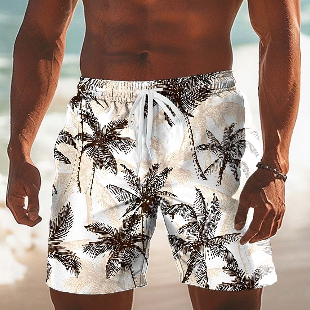 Men's Coconut Tree Tropical Plants Swim Trunks Swim Shorts Board Shorts Mid Waist Hawaiian Beach Vacation Wear Side Pockets Mesh Lining Elastic Drawstring Waist Designer Clothing Apparel 2026 - $10.99 –P3