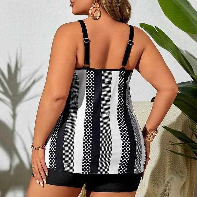 Per donna Costume da bagno 2 pezzi Costumi da bagno A righe Ultra Leggero (UL) Controllo addominale Elastico Senza Maniche Costume da Bagno Surf Snorkeling Estate del 2026 a $22.99 –P20