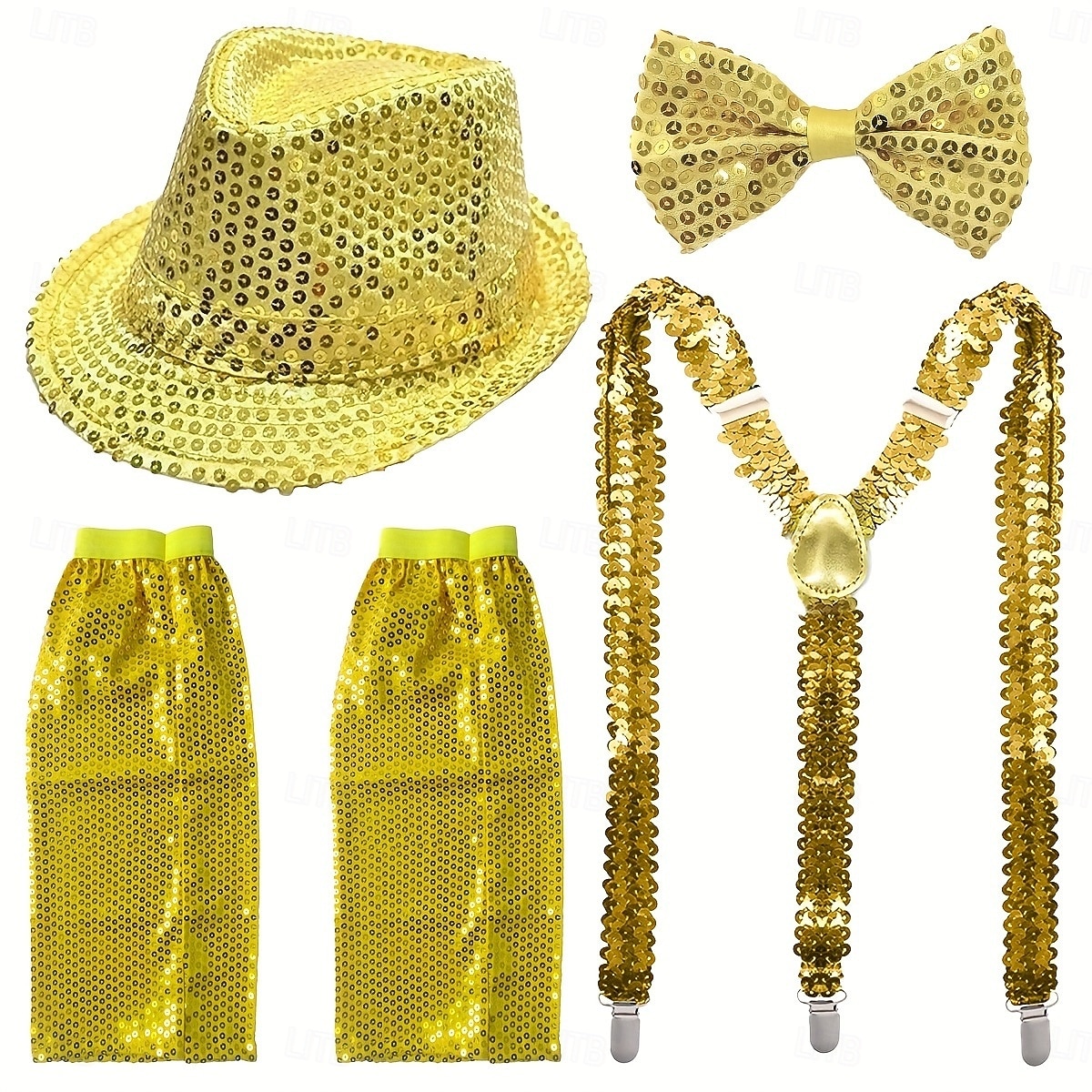 Disfraz de carnaval Disfraz de lujo Sombrero de panamá Tirantes con espalda en Y Disco Retro Antiguo Años 80 Lentejuelas Adulto Hombre Mujer Unisexo Víspera de Todos los Santos Carnaval Fiesta 2026 - $24.99 –P14
