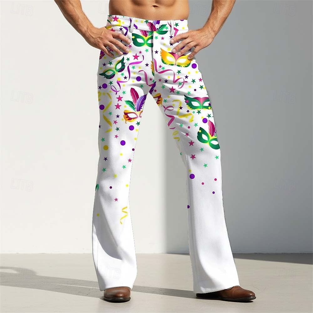 Martedì grasso Per uomo Piume Inchiostro splash Carnevale Pantaloni Pantaloni da discoteca Pantaloni a zampa d'elefante anni '60 e '70 Misura del girovita medio Vintage Retrò Feste Ferie Tasche del 2026 a $31.99 –P1