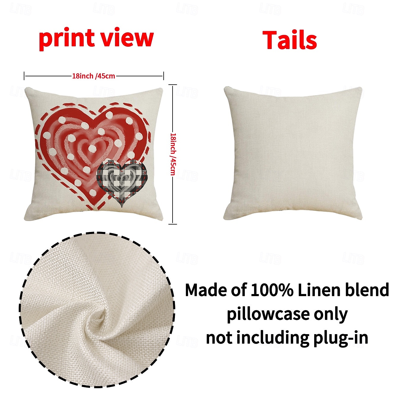 povlak na polštář s motivem srdce na Valentýna, dekorativní polštář s potiskem lnu, polštář do čela postele do ložnice, slavnostní dekorační polštář na postel, pohovku, obývací pokoj 2026 - $12.99 –P5