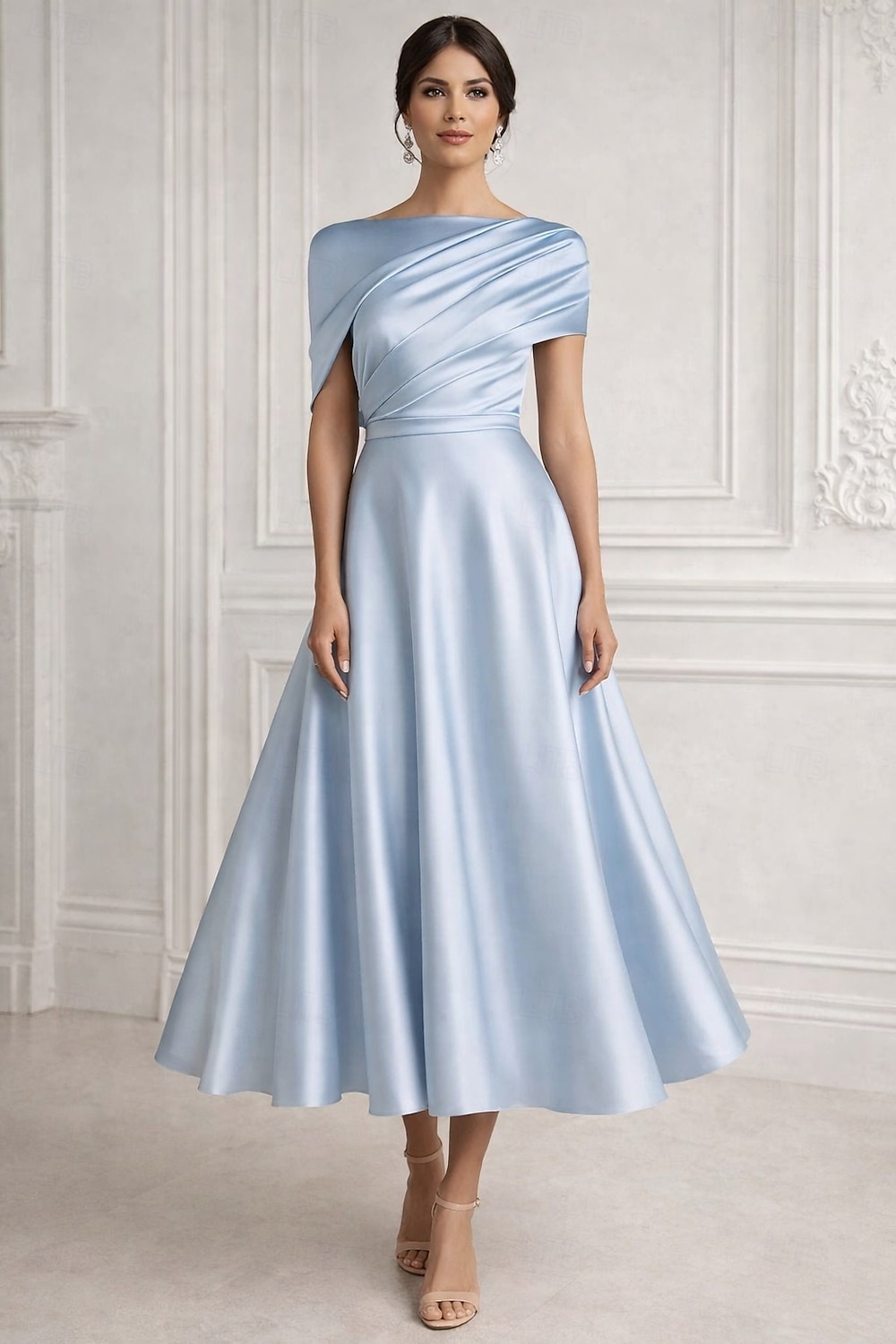 A-Linie Knöchellänge Cocktailkleider Elegant Kurzarm Hoher Ausschnitt Hochzeit Formell Rosa Kleid Satin mit Tasche 2026 - $141.99 –P1