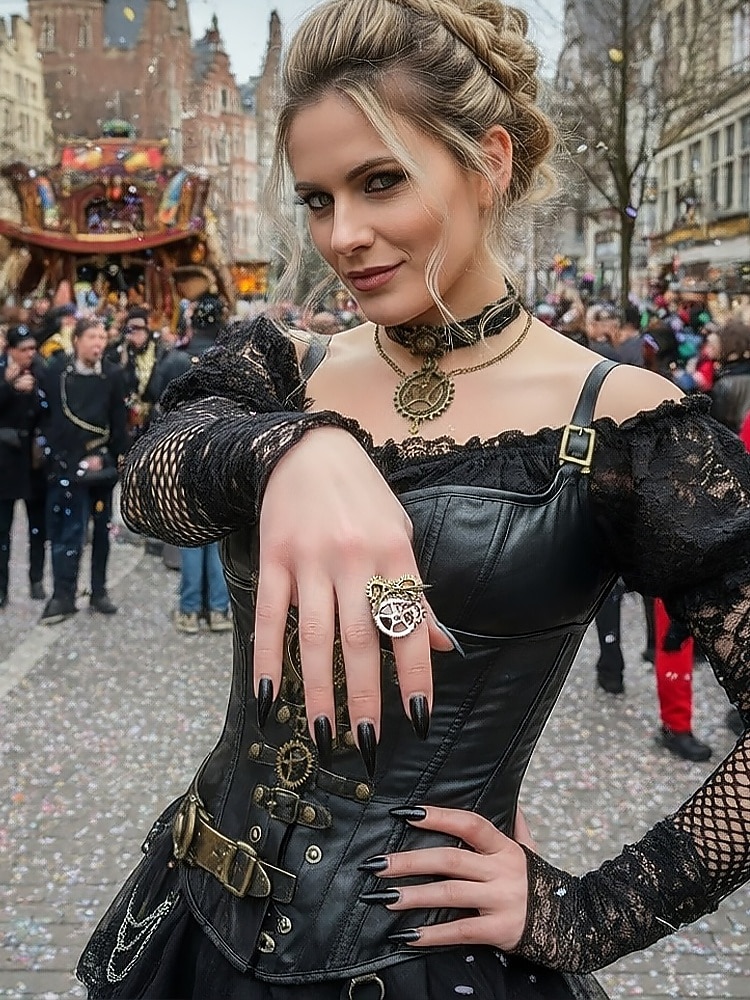 Naisten Mardi Gras steampunk antiikkiseosrataskäyttö ja kelloa käden sormus - monivärinen teollinen lisävaruste karnevaaleille ja pukeutumisjuhliin 2026 - $7.99 –P1