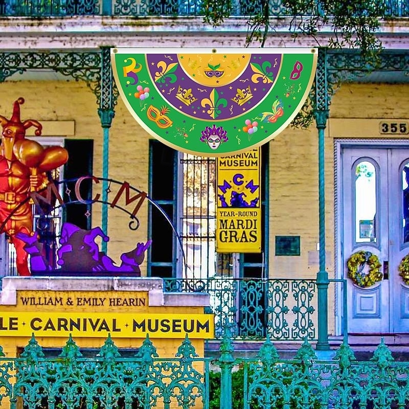 Brazil Carnival Flag, Mardi Gras Half Flag, Carnival Party Decorations, Festive Atmosphere, Colorful Festival Flag for Home, Parade, and Outdoor Event Decor 2026 - $6.99 –P4