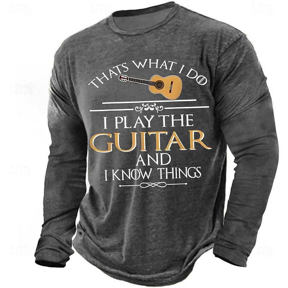 Mens Graphic Long Sleeve T Shirt Thats What I Do I Play The Guitar And I Know Things Vintage Army Green Musician Tee Clothing Apparel S M L XL XXL XXXL 2026 - $23.99 –P4