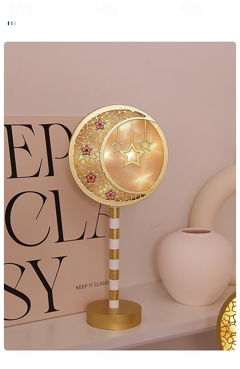 ramadan eid led dekoratív fényjelzés csillag hold vár beltéri hálószoba ünnepi hangulatú függőlámpa aa elemdoboz 30cm magasság 2026 - $13.99 –P4