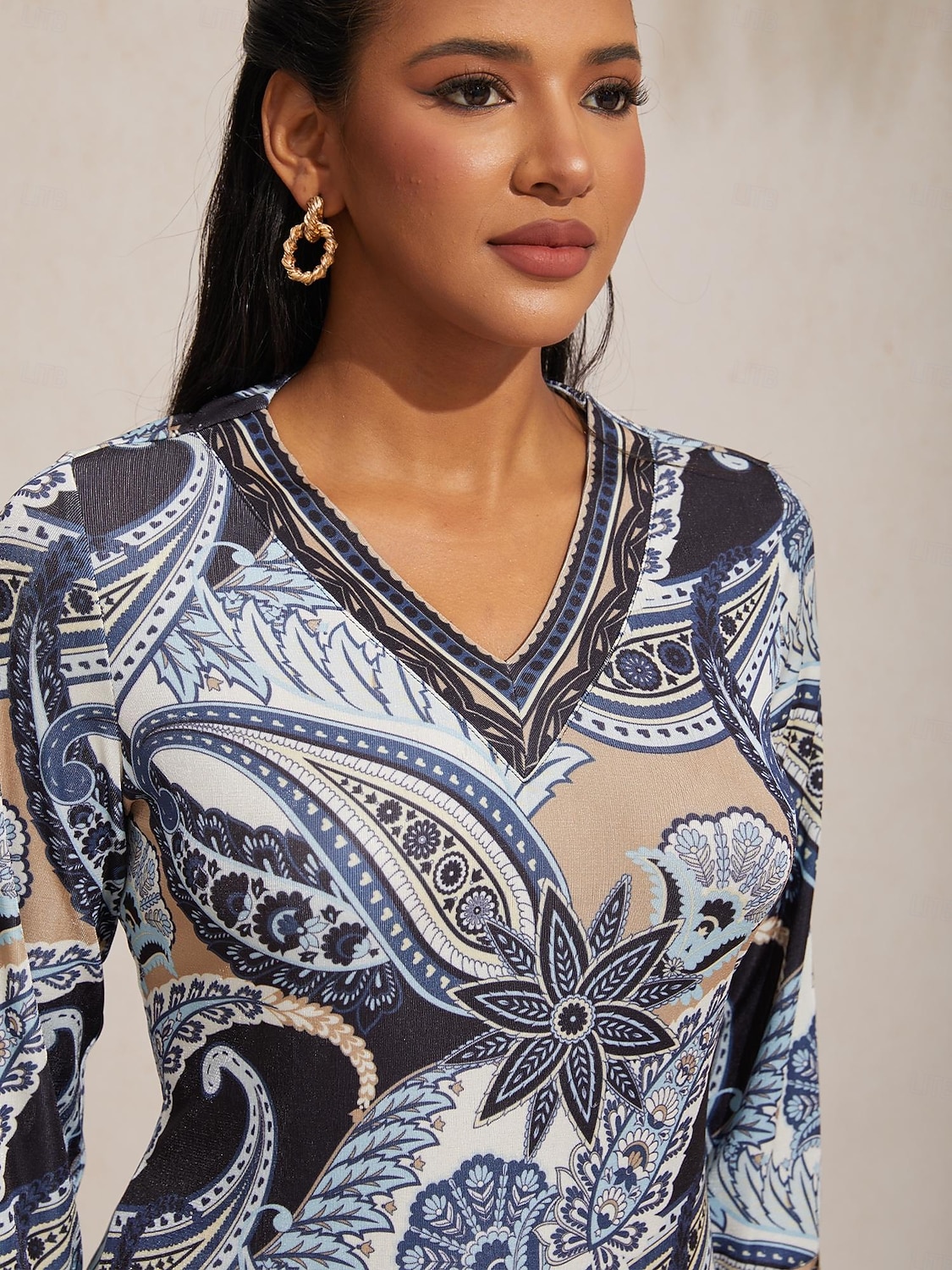 2026年 抽象的なペイズリー柄ニットストレッチフィットマキシドレス  コレクション – $102.99 –P4