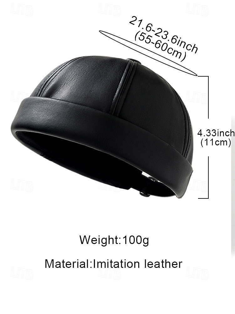Men's Faux Leather Beanie Hat, Stylish Vintage Design, Available in Multiple Colors for Casual or Winter Wear 2026 - $11.99 –P11