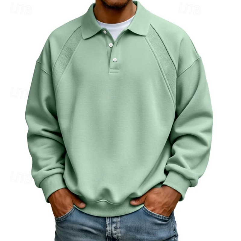 Herren Polo Poloshirts Lässig Straße Revers Langarm Basic Modern Einfach Knöpfe Frühling Herbst Normale Passform Blau Schwarz Weiß Hellgrün Rote Marineblau Polo 2026 - $28.99 –P3