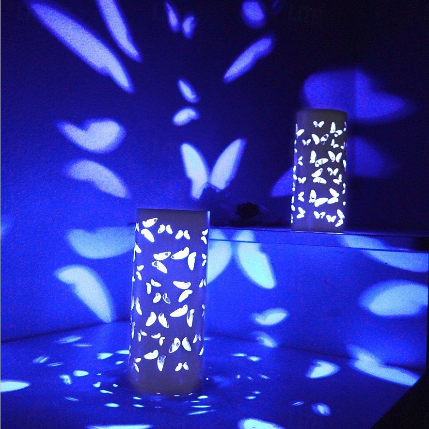 Lampă de proiecție cu fluture din bambus, sursă de alimentare USB, lampă de decor pentru dormitor, sufragerie, noptieră, lumină de noapte, înălțime 20 cm 2026 - $28.99 –P4