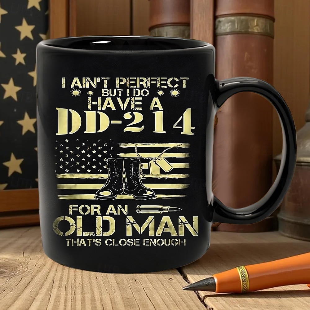 dd-214 veterangavekrus - jeg er ikke perfekt, men jeg har en dd-214 til en gammel mann som er nær nok det amerikanske flagget &design av militærstøvler 2026 - $15.99 –P3