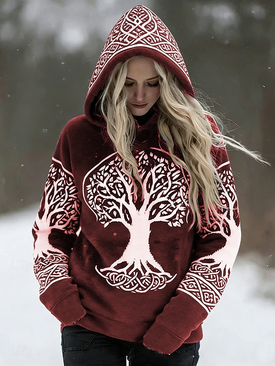 Per donna Felpa con cappuccio Patchwork Stampato Tasca Frontale Grafico Geometrico Vintage Casual Manica Lunga Con Cappuccio Top Regolari Casuale Streetwear Abbigliamento Quotidiano Blu blu navy del 2026 a $31.99 –P3