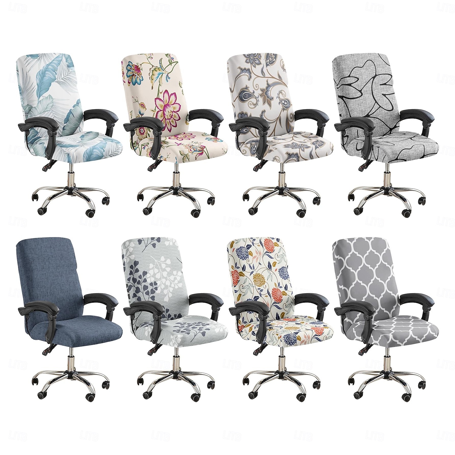 Bürostuhlbezug, Hockerbezug, geometrisch bedruckter Polyester-Überzug, Stretch-Stuhlschutzbezug für Homeoffice und Wohnzimmer 2026 - $17.99 –P1