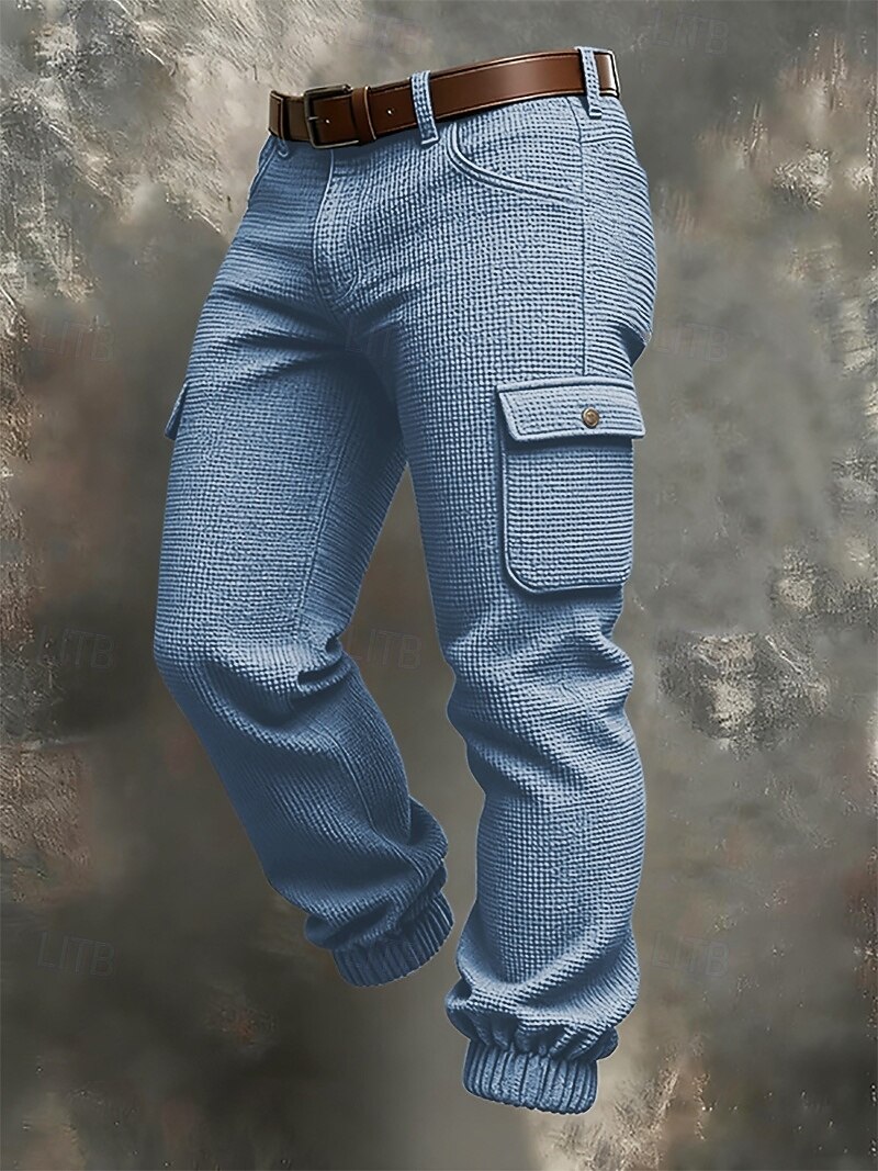 Herre Militærbukser Bukser Vaffelbukser Knapper Multi lomme عادي Anvendelig Daglig utendørs Camping & Vandring Mote Klassisk Svart Himmelblå 2026 - $25.99 –P1