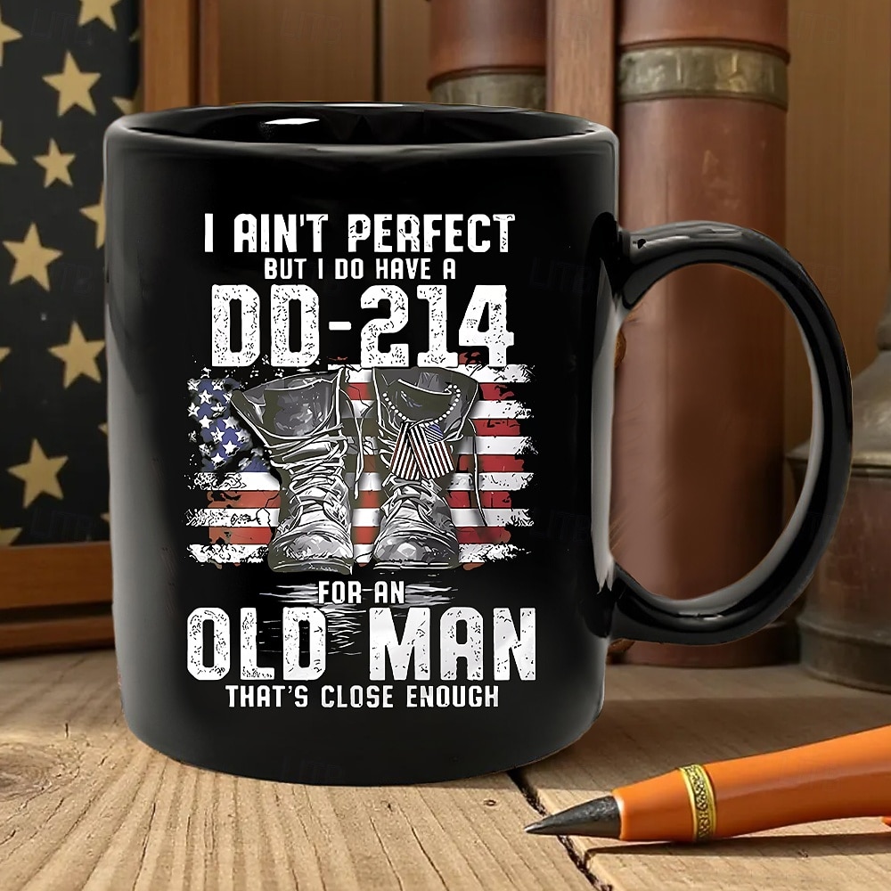 DD-214 Veteran Gift Mug - 'I Ain't Perfect But I Do Have A DD-214 For An Old Man That's Close Enough' Design Proud Veteran Coffee Cup with Patriotic Theme 2026 - $16.99 –P3