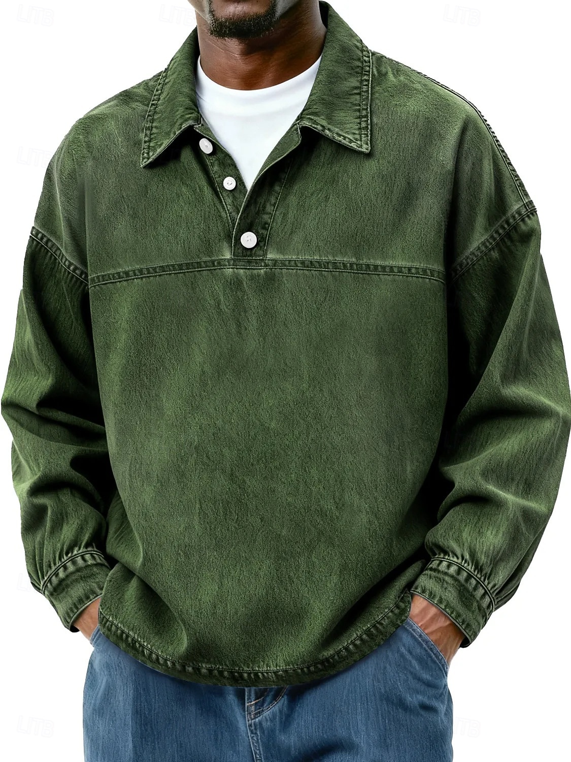 Herren Baumwoll-Poloshirt Lässig Urlaub Klassisch Langarm Mode Basic Einfarbig Einfach Vintage-Stil Gewaschen Winter Frühling & Herbst Ganzjahres Lässiger Schnitt Schwarz Hellgrün Rosa Marineblau 2026 - $33.99 –P5