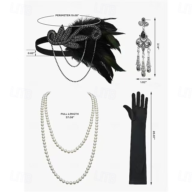 Set Anni Ruggenti Anni 1920 Lunghezza al ginocchio Abito Flapper Abito da cocktail Costume di fantasia con accessori Maniche corte Il grande Gatsby Ragazza Flapper Paillettes Frangia con nappe Scollo del 2026 a $57.99 –P4