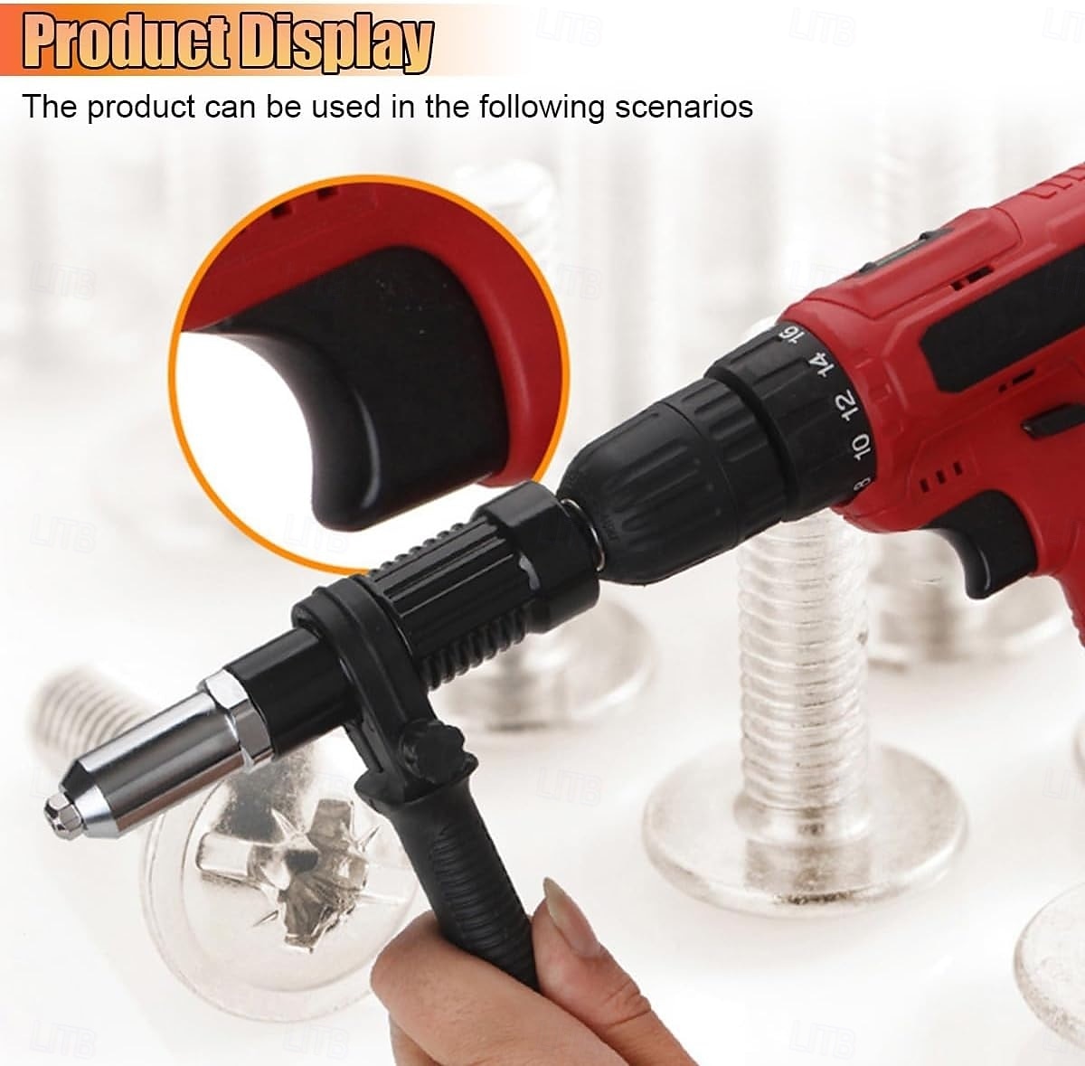 Adaptador de pistola remachadora eléctrica de grado profesional, accesorio de remaches para taladro eléctrico inalámbrico con 4 cabezales de remache de 2,4 mm, 3,2 mm y 4,0 mm, herramienta de 2026 - $27.99 –P3