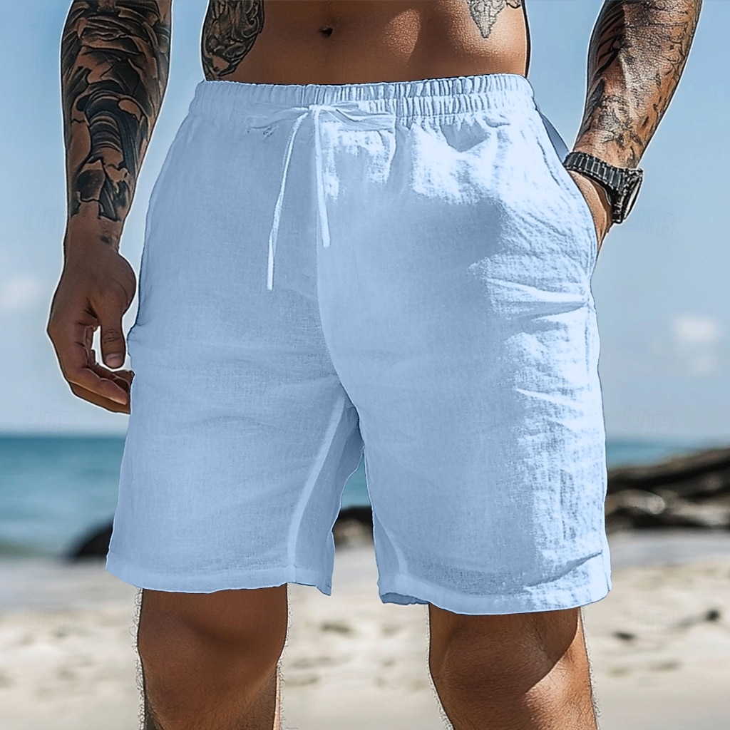 Men's Shorts Summer Shorts Beach Shorts Baggy Shorts Drawstring Elastic Waist Straight Leg Plain Comfort Breathable Short Casual Daily Outdoor Vacation Classic Style Black White Inelastic 2026 - $18.99 –P9